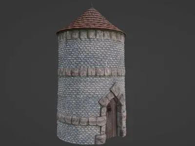 Castle Tower - Medieval Stone Turret Low-Poly Game Asset Low-poly 3D model