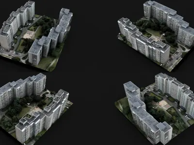 soviet blocks city sector area drone photogrammetry 3D model