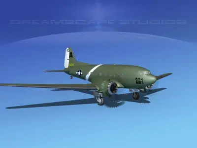 Douglas C-47 Dakota USAAF V4 3D model