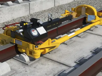 Enerpac Rail Puller Mounted on Track 3D model