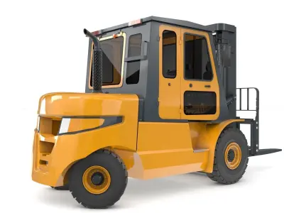 Forklift Animated with Cabinet 3D model