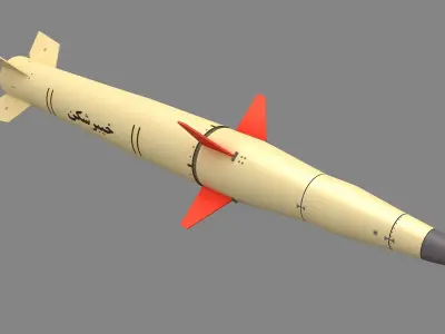 Kheibar Shekan-2 Iranian Ballistic Missile Low-poly 3D model