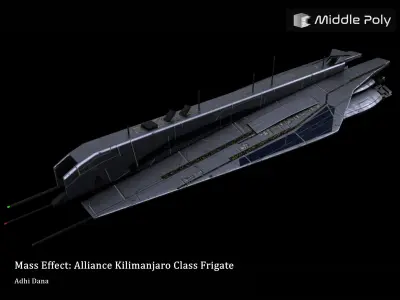 Mass Effect Alliance Kilimanjaro Class Frigate 3D Model Free low-poly 3D model
