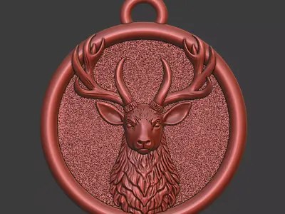 Majestic Stag Medallion 3D print model