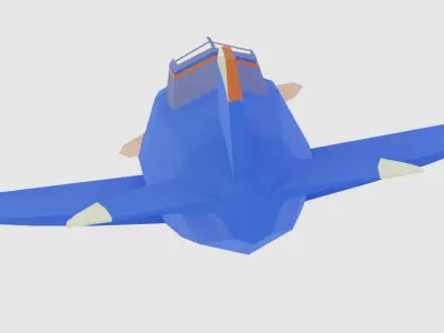 Low poly Airplane toy with propellers Low-poly 3D model