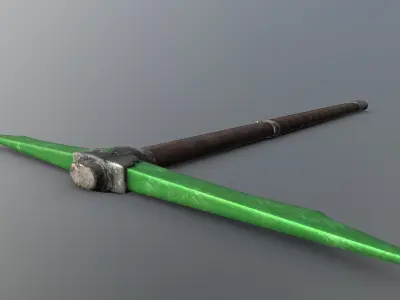 Pickaxe - Emerald Low-poly 3D model