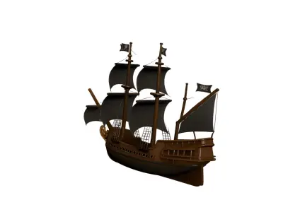 Black Galleon Ship 3D Model Realistic Historical Sailing Vessel 3D model