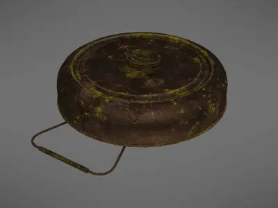 Landmine rusty metal pot with handle Low-poly 3D model