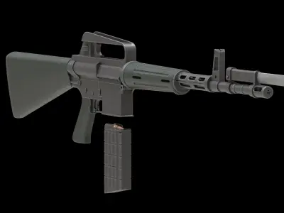 Armalite AR-10 Low Poly Low-poly 3D model