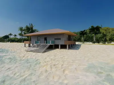 Beach Casa Scene-villa-modern house 3D model
