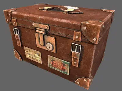 Suitcase Luggage Travel Lowpoly Vintage 3d Game model Low-poly 3D model