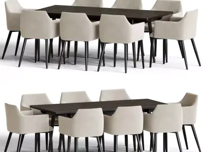 Dining Set modern table and chairs 3D model