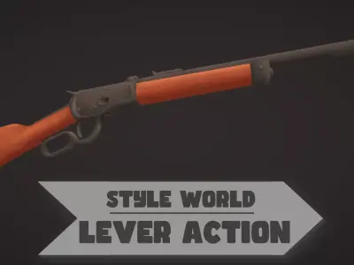 Style World - Action Lever Rifle - Rigged and Animated Low-poly 3D model