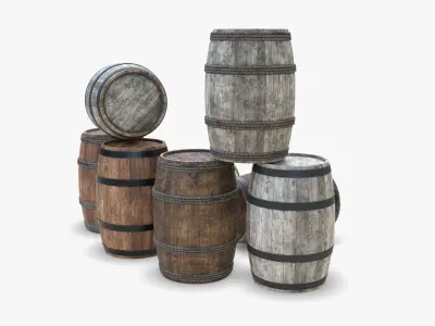 Wooden barrels Low-poly 3D model order