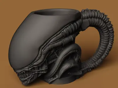 Alien Xenomorph Head Mug  Sci-Fi Horror Cup  Holder 3D print model