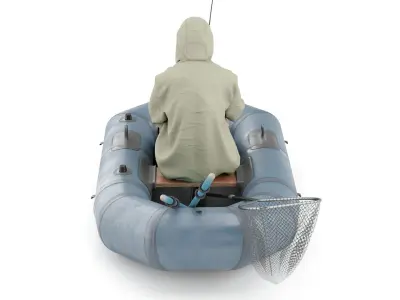 Fisherman in a Boat 3D model