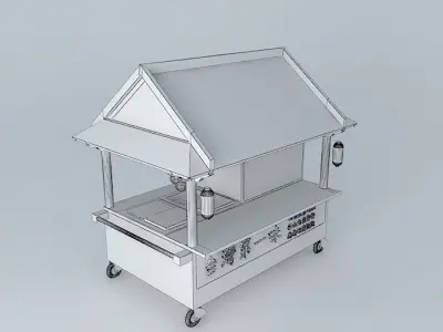 A Taiwanese noodles snack cart with roof Free 3D model