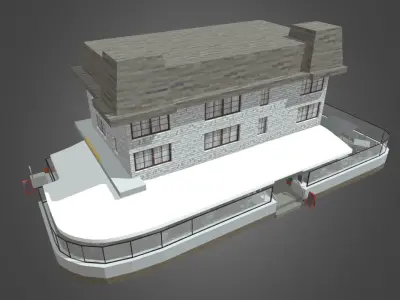 Bar Restaurant Hotel Low-poly 3D model