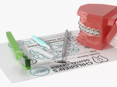 Child Dental Office Training Kit Assorted Tools 3D model