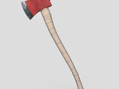 Fire Axe Low-poly 3D model 2