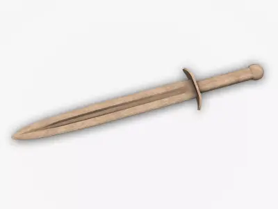 Wooden Practice Sword Low-poly PBR Free low-poly 3D model