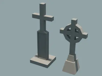 Low poly gravestones Free low-poly 3D model