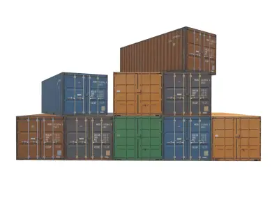 containers stacked shipping Low-poly 3D model