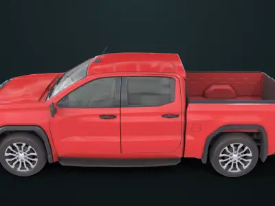 Generic Pickup Truck 02 Red All PBR Unity UE Textures Low-poly 3D model