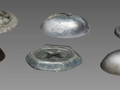 Nails and bolts Low-poly 3D model