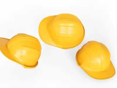 Worker Safety Helmet - Yellow Hard Hat for Construction Low-poly 3D model
