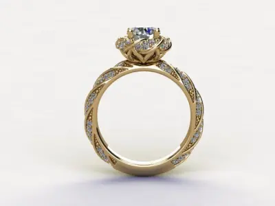 10042 twisted diamond engagement ring 3D print model