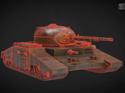UE4 Game-ready  - PBR Dieselpunk Tank Low-poly 3D model