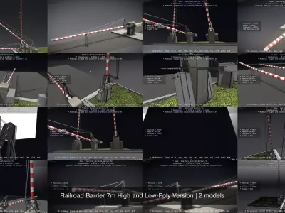 Railroad Barrier 7m High and Low-Poly Version 3D Model Pack