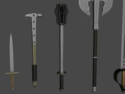 Medieval weapon set low-poly 3D model