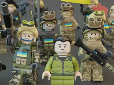 Volodymyr Zelenskyy Ukrainian President   with UA Force squad 3D model