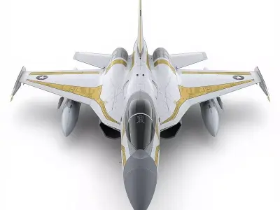 Royal Elite Fighter Jet 3D Model Golden Warplane Low-poly 3D model