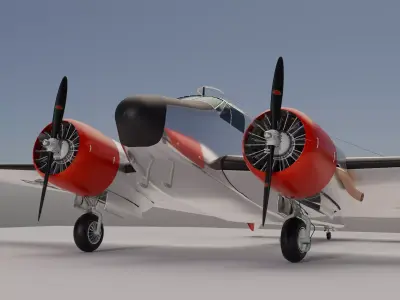 Vintage airplane Beech 18 in Navy Livery 3D model