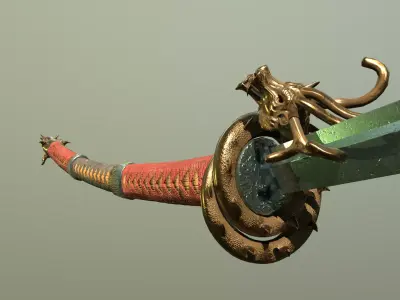 Katana Nagamaki Low-poly 3D model