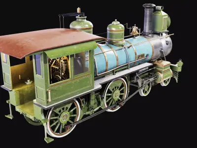 Vintage 19th-Century Steam Locomotive Low-poly 3D model Low-poly 3D model