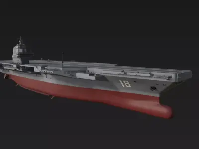 CHINA CNS Fujian  Aircraft Carrier Low-poly 3D model