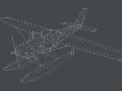Seaplane plane Low-poly 3D model