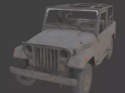 Destroyed Military Jeep 4x4 3D  Low-poly 3D model