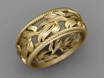 Antique Leaf Ring 3D print model
