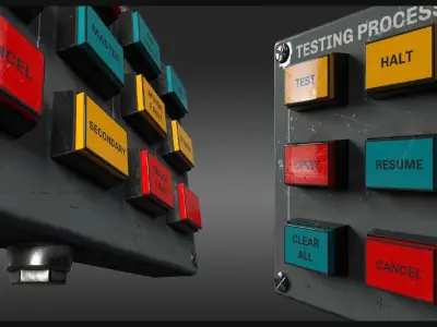 Button Control Panel Low-poly 3D model