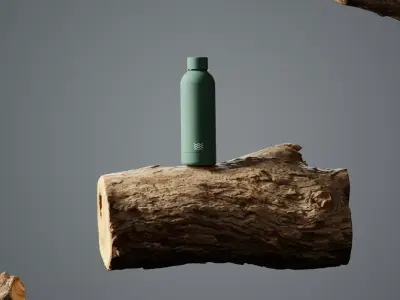3D Productanimation - Green Bottle on Log  Free 3D model