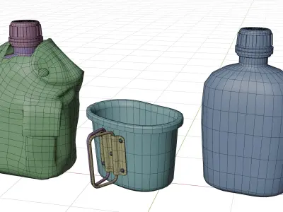 Military Canteen Bottle Low-poly 3D model