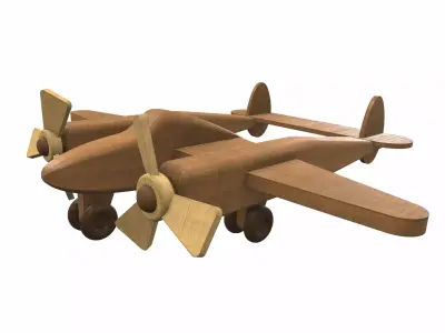 Wooden airplane toy p-38 Free 3D model
