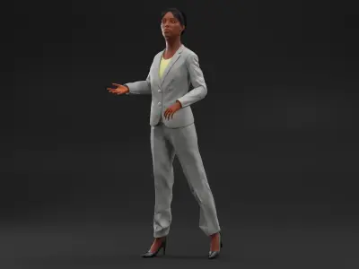 Black Business Woman Rigged 3D model