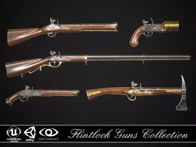 Flintlock Guns Collection 3D Model Pack