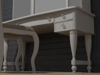 Antique white dresser 3D model